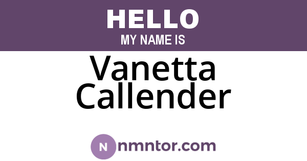 Vanetta Callender
