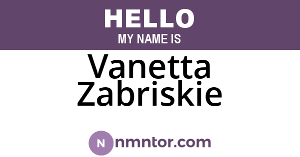 Vanetta Zabriskie