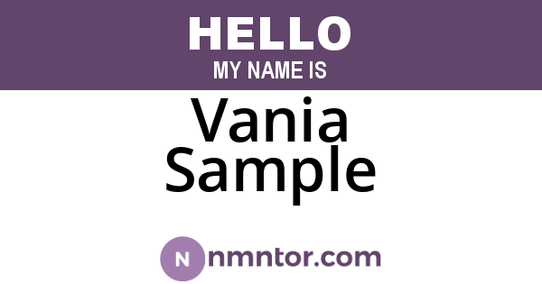 Vania Sample