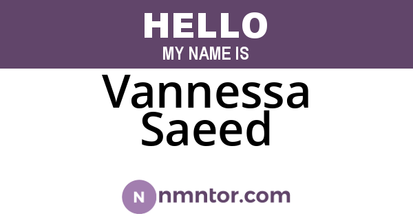 Vannessa Saeed