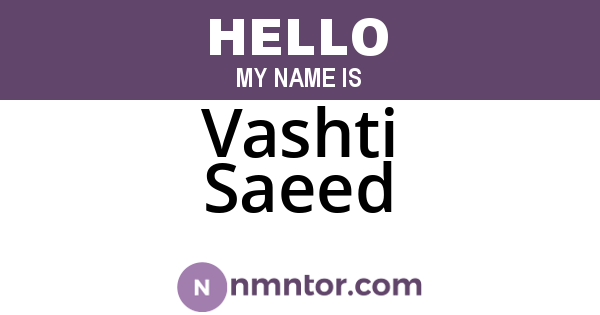 Vashti Saeed