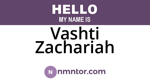 Vashti Zachariah