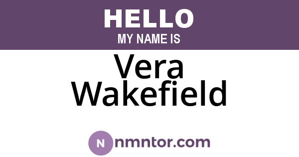 Vera Wakefield