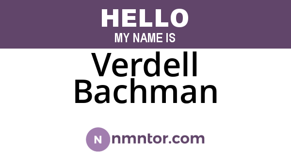 Verdell Bachman