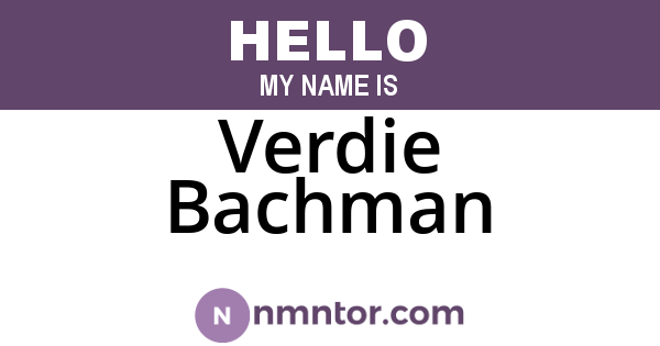 Verdie Bachman