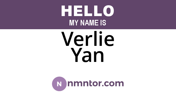 Verlie Yan