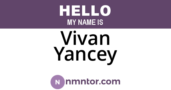 Vivan Yancey