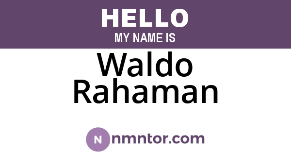 Waldo Rahaman