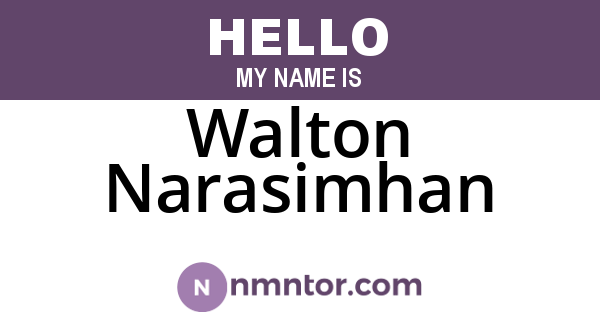 Walton Narasimhan