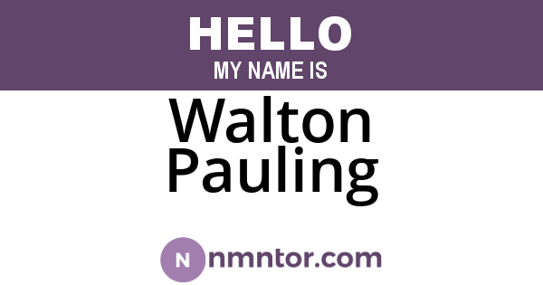 Walton Pauling