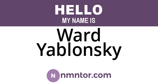 Ward Yablonsky