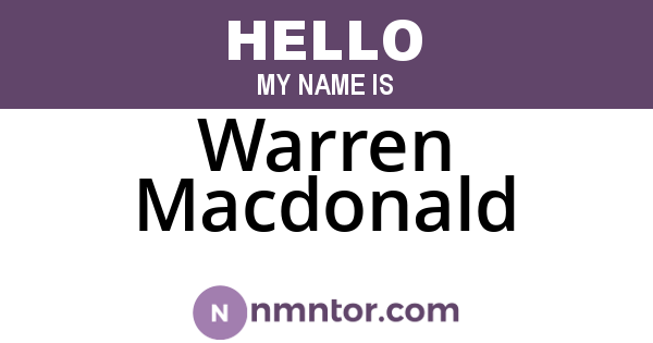 Warren Macdonald