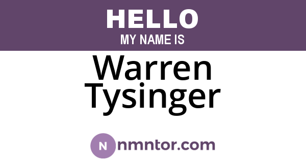 Warren Tysinger