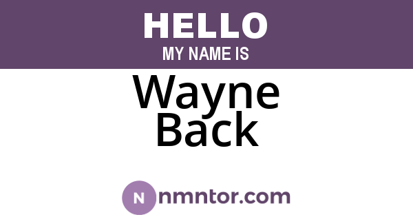 Wayne Back
