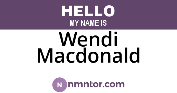 Wendi Macdonald