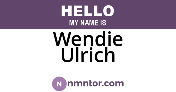 Wendie Ulrich