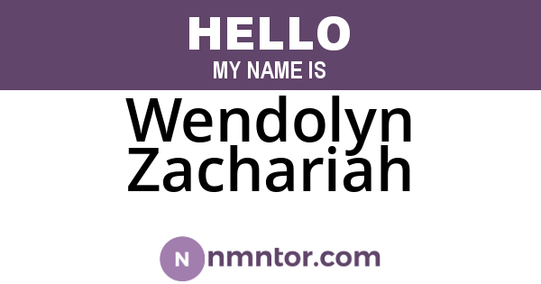 Wendolyn Zachariah