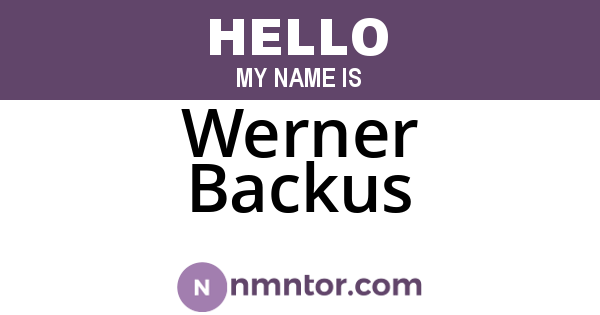 Werner Backus