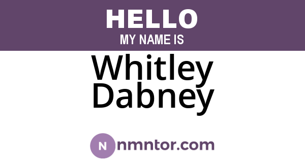 Whitley Dabney