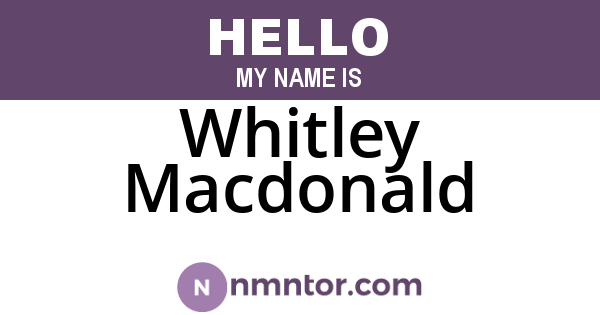 Whitley Macdonald