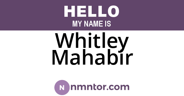 Whitley Mahabir