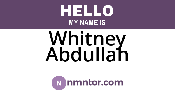 Whitney Abdullah