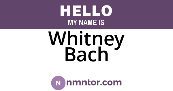 Whitney Bach