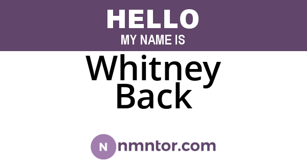 Whitney Back