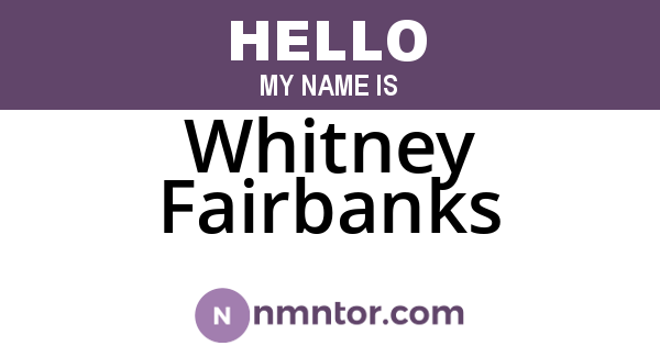 Whitney Fairbanks