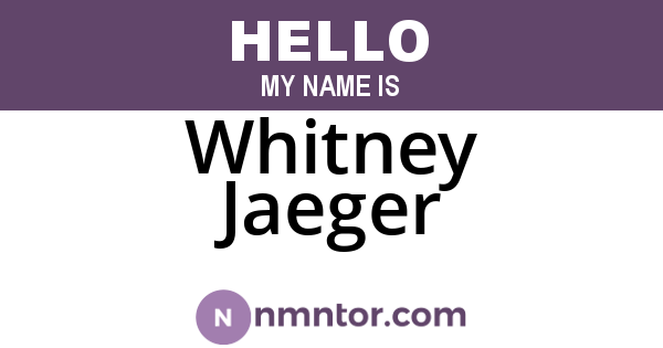 Whitney Jaeger