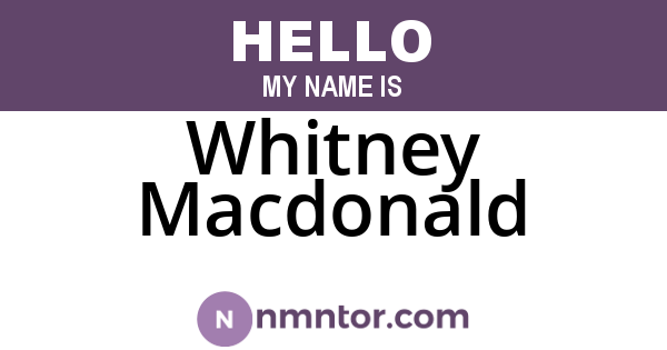 Whitney Macdonald