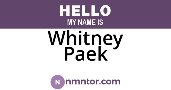 Whitney Paek