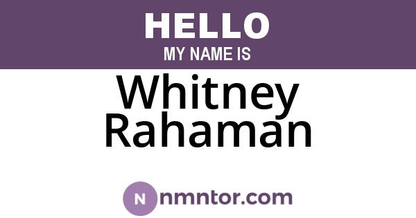 Whitney Rahaman
