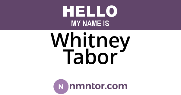 Whitney Tabor