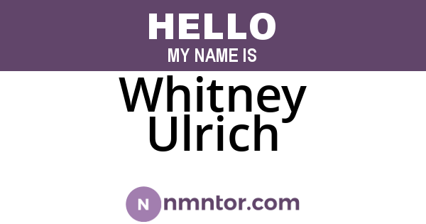 Whitney Ulrich