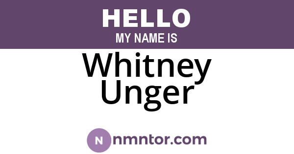 Whitney Unger