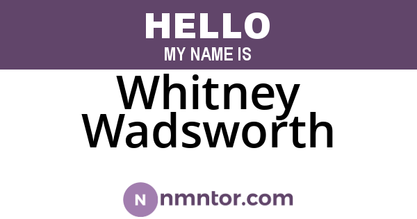 Whitney Wadsworth