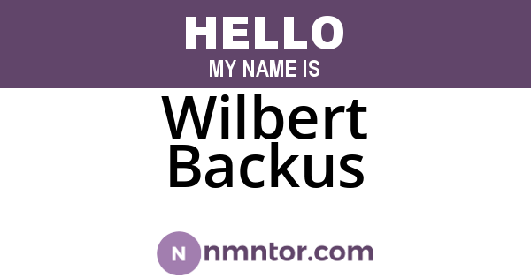 Wilbert Backus