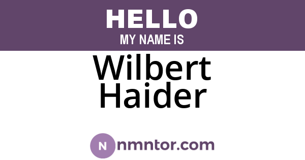 Wilbert Haider