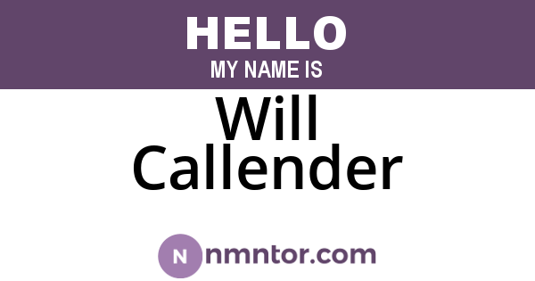 Will Callender