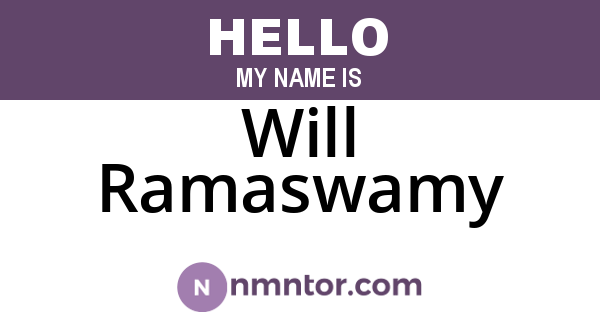 Will Ramaswamy