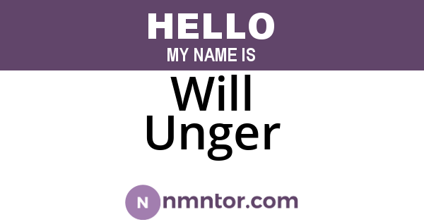 Will Unger
