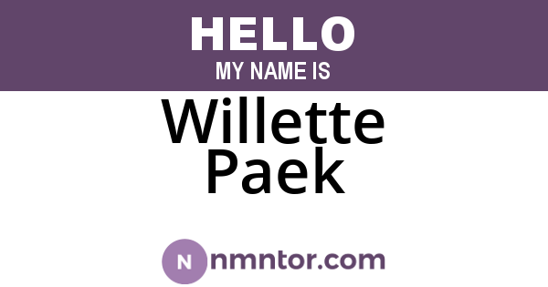 Willette Paek