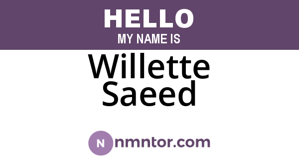 Willette Saeed