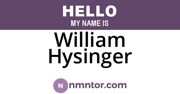 William Hysinger