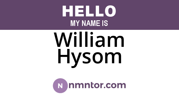 William Hysom