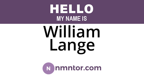 William Lange