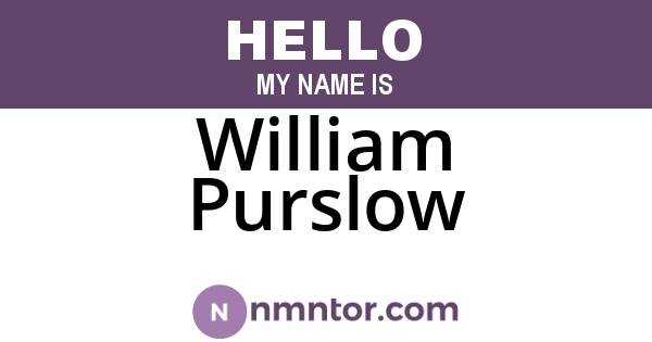William Purslow