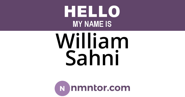 William Sahni