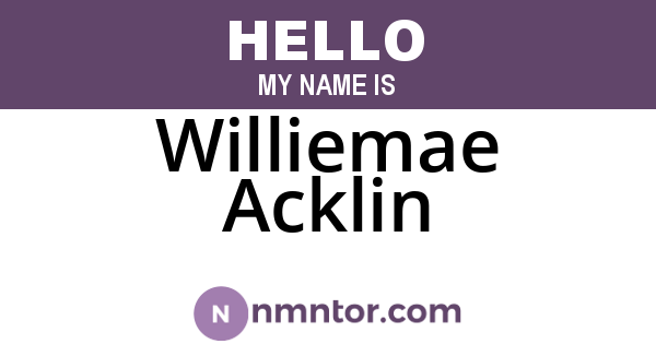 Williemae Acklin